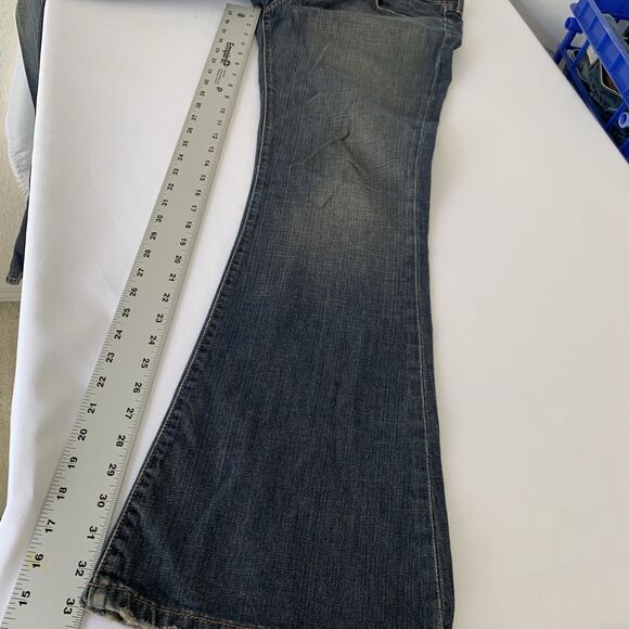 Vintage Abercrombie Fitch Jeans Women 8 Long Flare Dark Wash Premium Y2K 33x33 - Picture 9 of 11